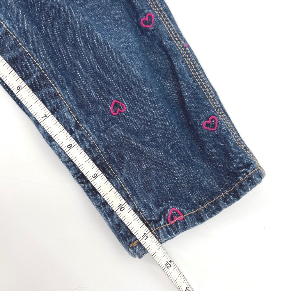 Pink Heart Embroidered OshKosh Bgosh 24 mo Girls Blue Denim Vestbak Overalls - Picture 7 of 10